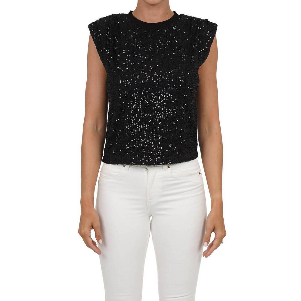 NEW LOVE TOKEN scarlett sequin top in black